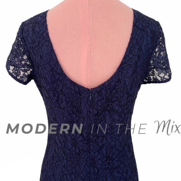 BHLDN Donna Morgan Deja Dress in Navy Blue Size 2 NWOT - Picture 7 of 10